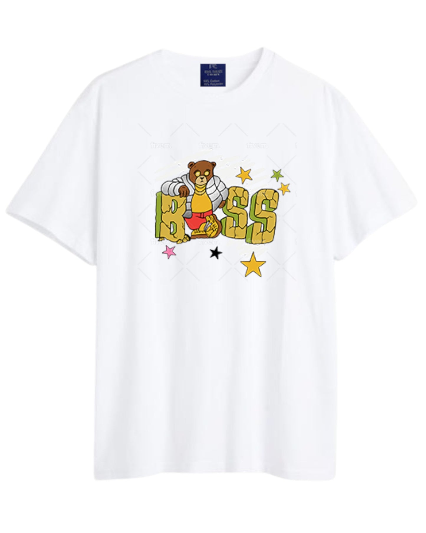 Men's Boss Bear Graphic Printed Cotton T-shirt