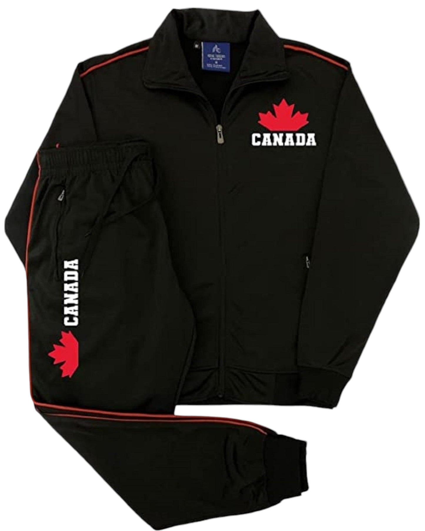 Men's Canada Print Designer Heritage Tracksuit With Track Jacket & Jogger Track Pants