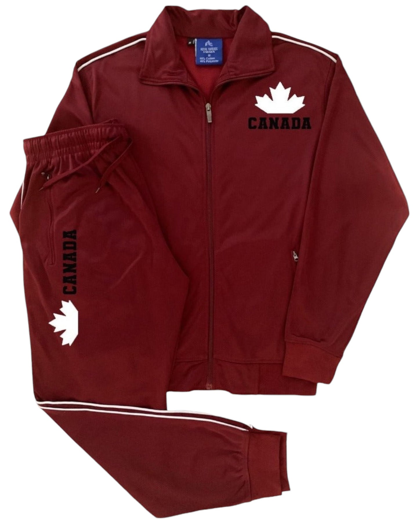 Men's Canada Print Designer Heritage Tracksuit With Track Jacket & Jogger Track Pants