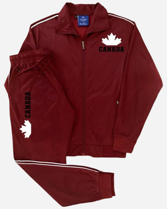 Men's Canada Print Designer Heritage Tracksuit With Track Jacket & Jogger Track Pants