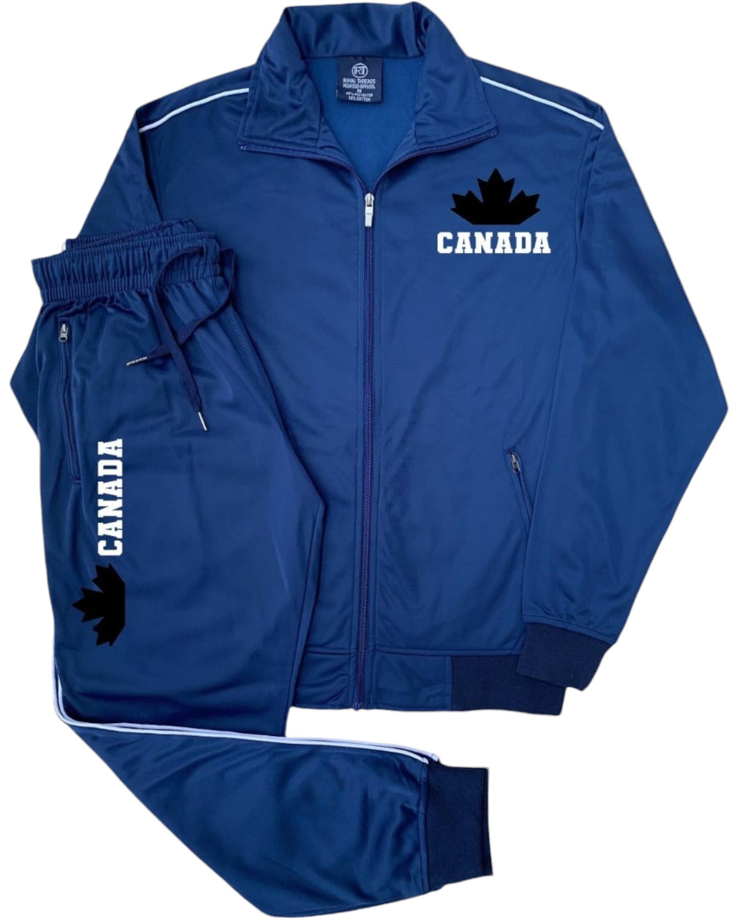 Men's Canada Print Designer Heritage Tracksuit With Track Jacket & Jogger Track Pants