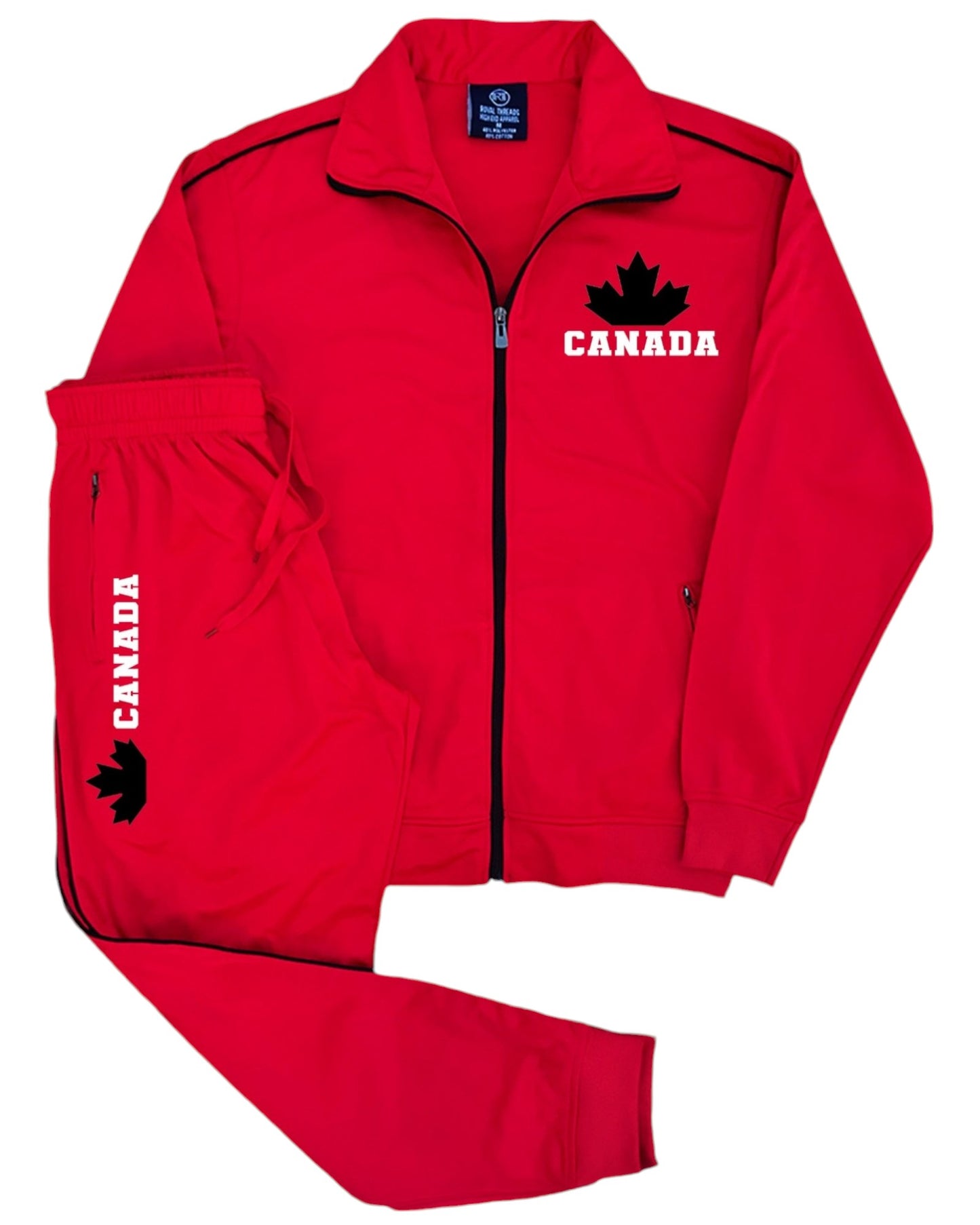 Men's Canada Print Designer Heritage Tracksuit With Track Jacket & Jogger Track Pants