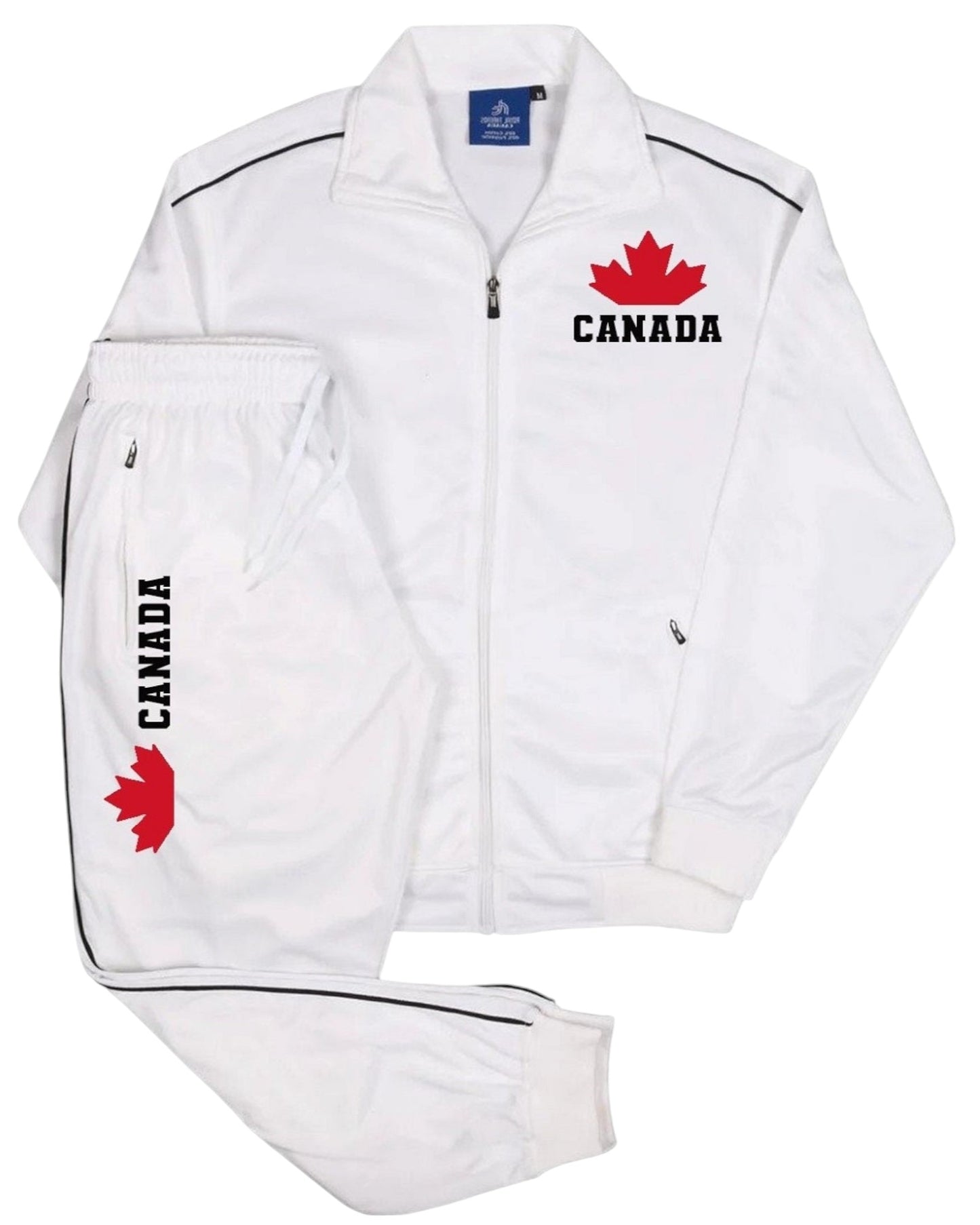 Men's Canada Print Designer Heritage Tracksuit With Track Jacket & Jogger Track Pants