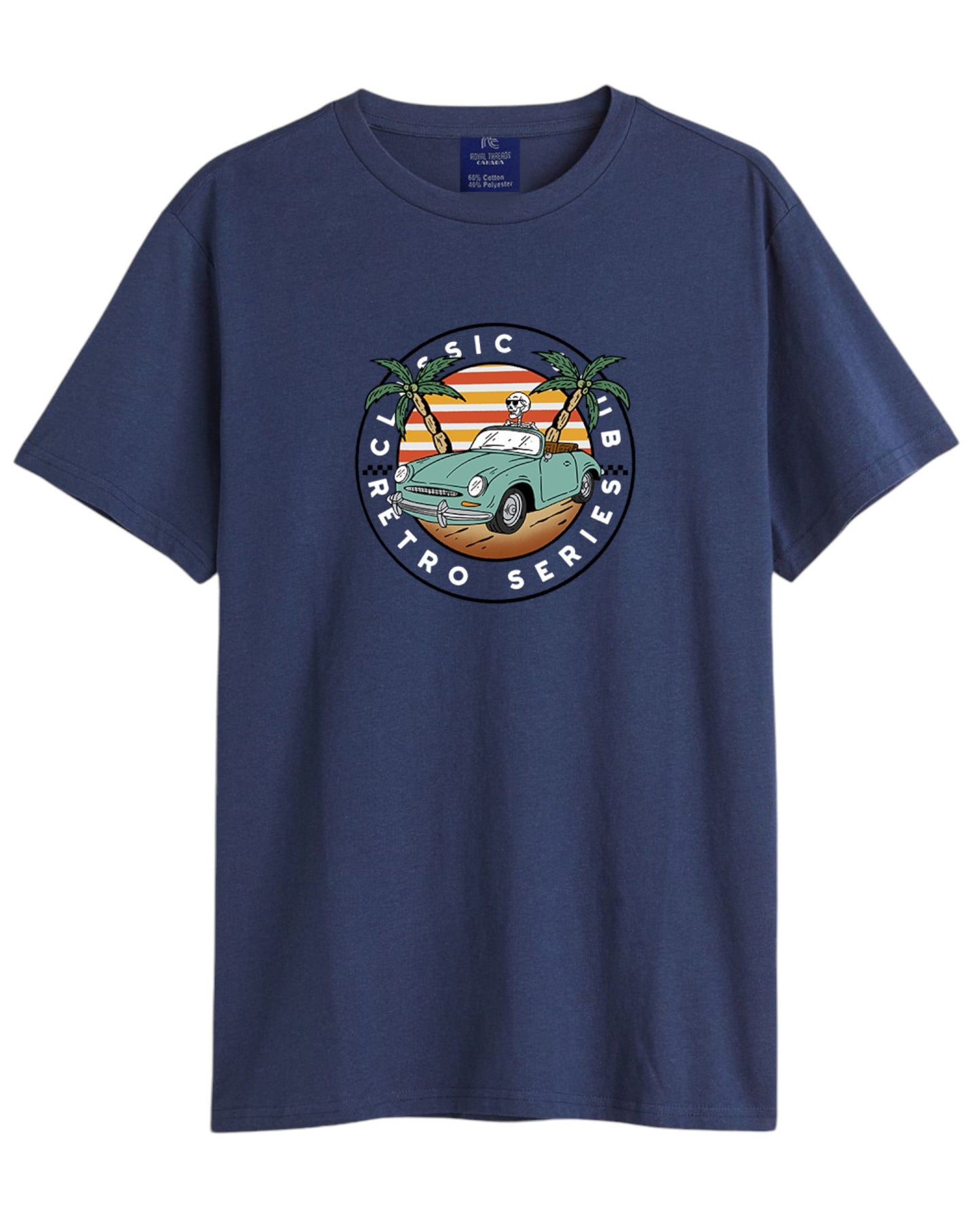 Men's Retro Car Printed Cotton T Shirt