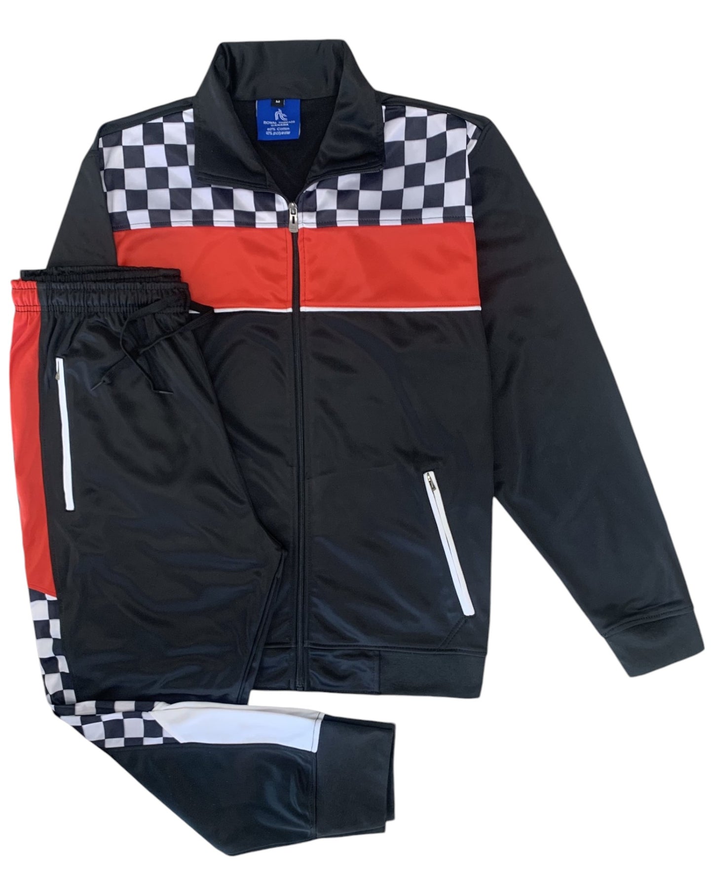 Plaid Checker Style Jogger Tracksuit For Men