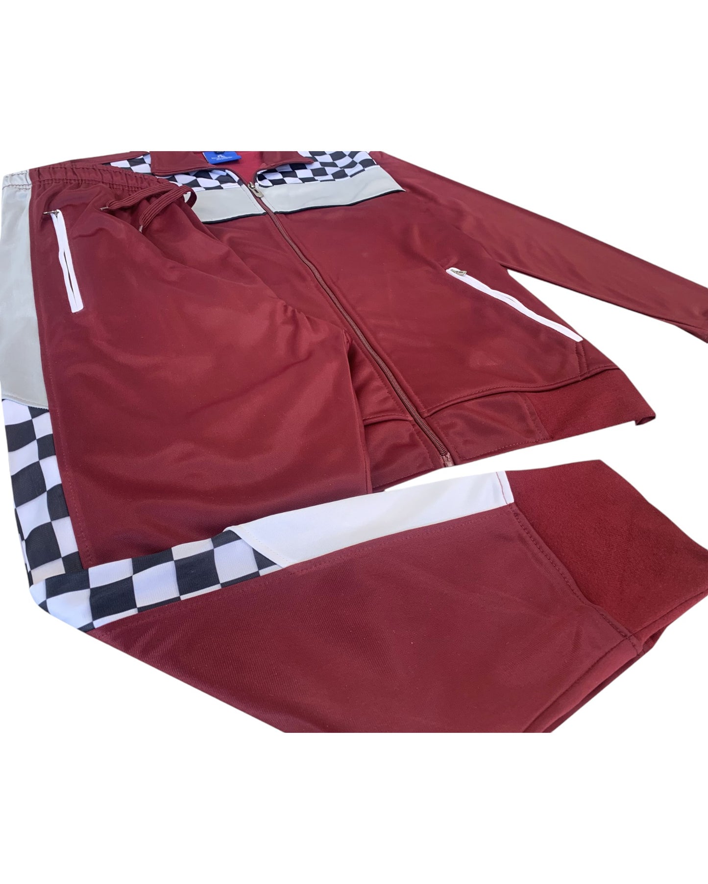 Plaid Checker Style Jogger Tracksuit For Men