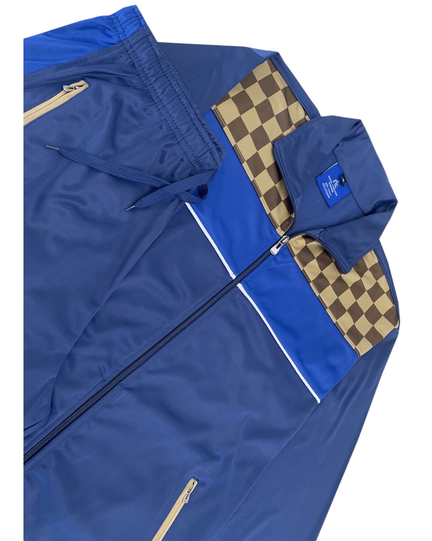 Plaid Checker Style Jogger Tracksuit For Men