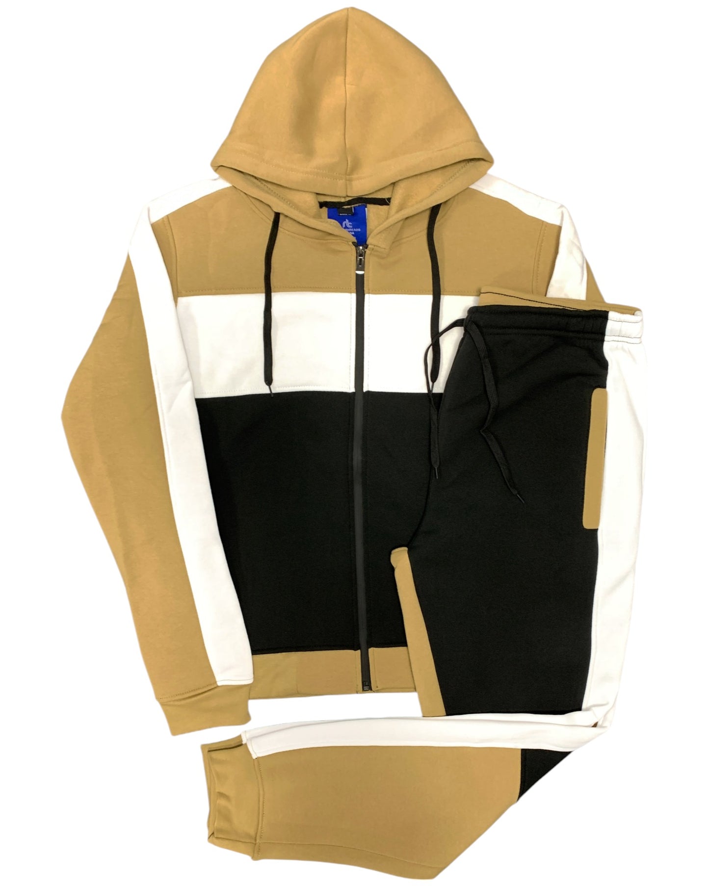 Mens' Jogger Sweatsuit 2-Piece Color Block Sweat jacket Sweatpants Fleece suit