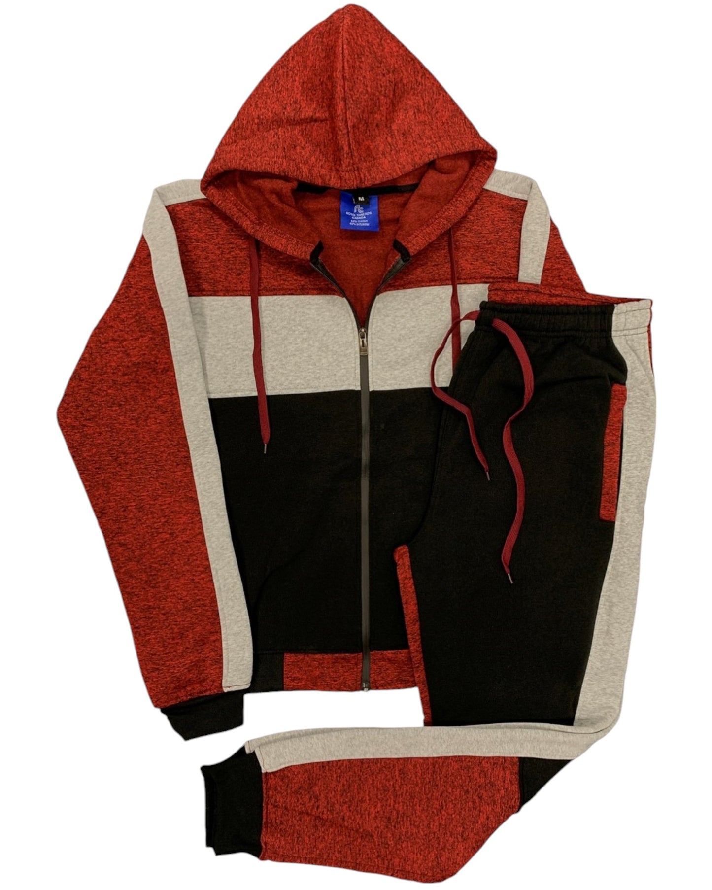 Mens' Jogger Sweatsuit 2-Piece Color Block Sweat jacket Sweatpants Fleece suit