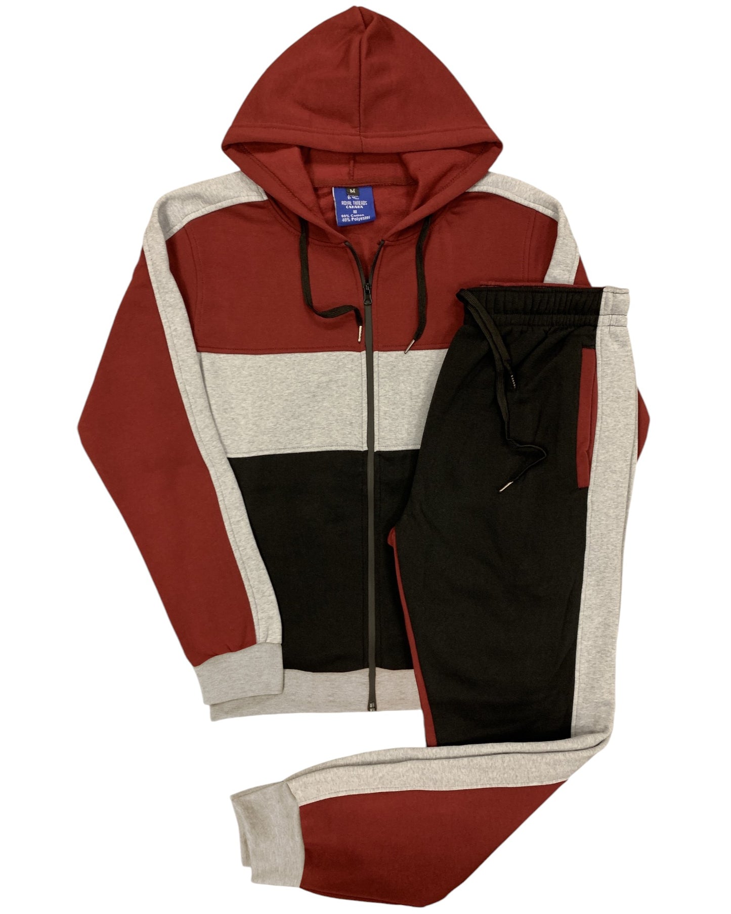 Mens' Jogger Sweatsuit 2-Piece Color Block Sweat jacket Sweatpants Fleece suit