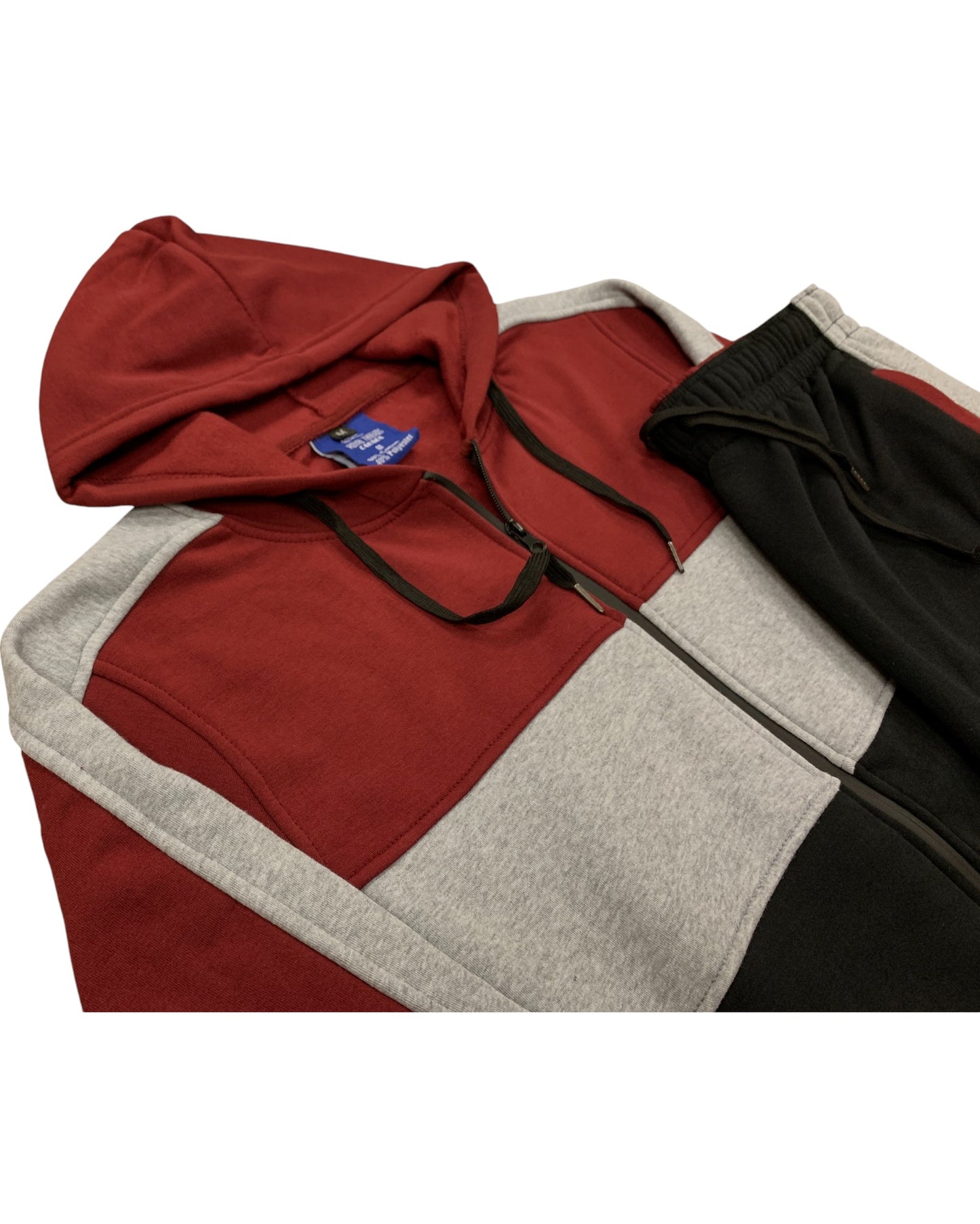 Mens' Jogger Sweatsuit 2-Piece Color Block Sweat jacket Sweatpants Fleece suit