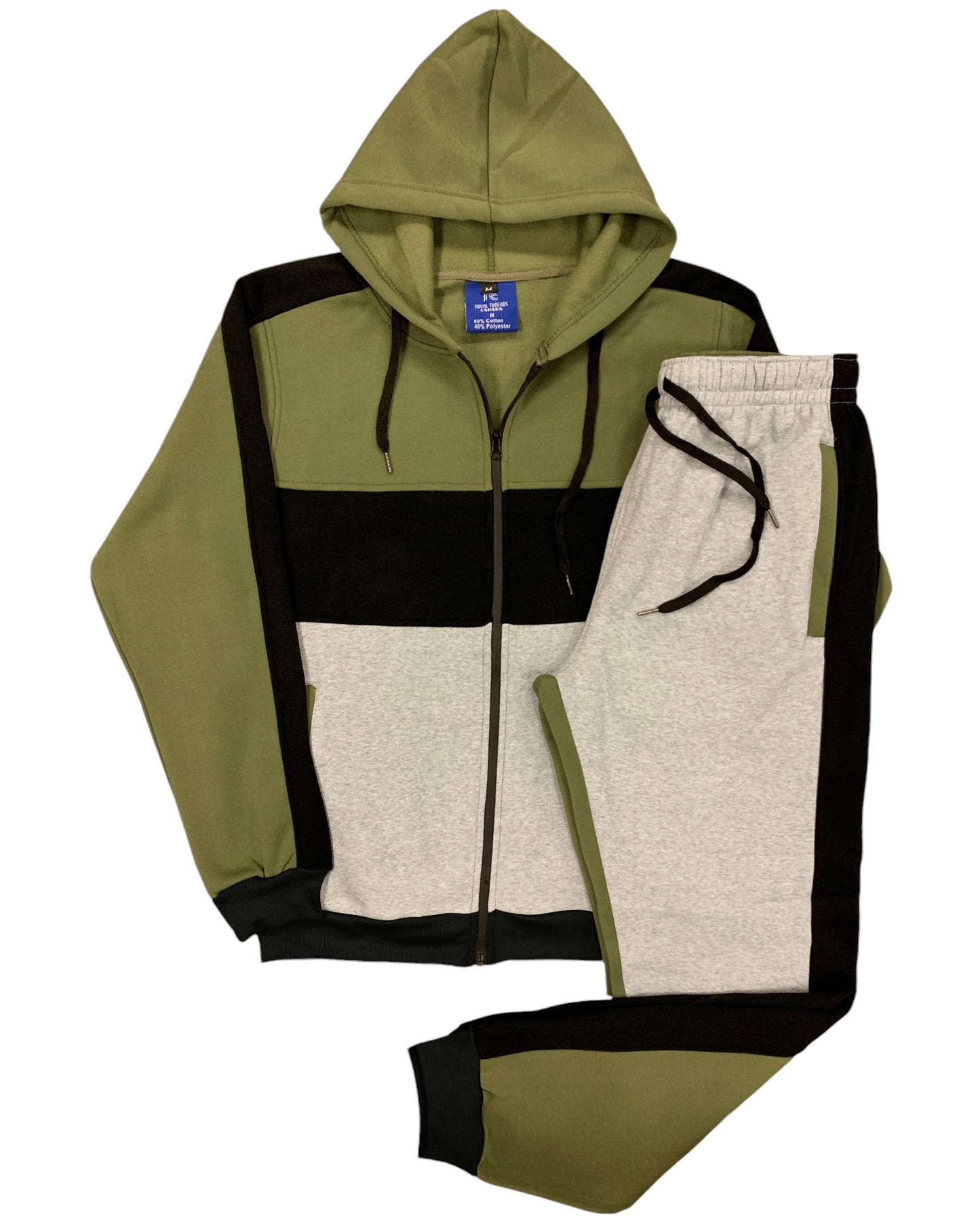 Mens' Jogger Sweatsuit 2-Piece Color Block Sweat jacket Sweatpants Fleece suit