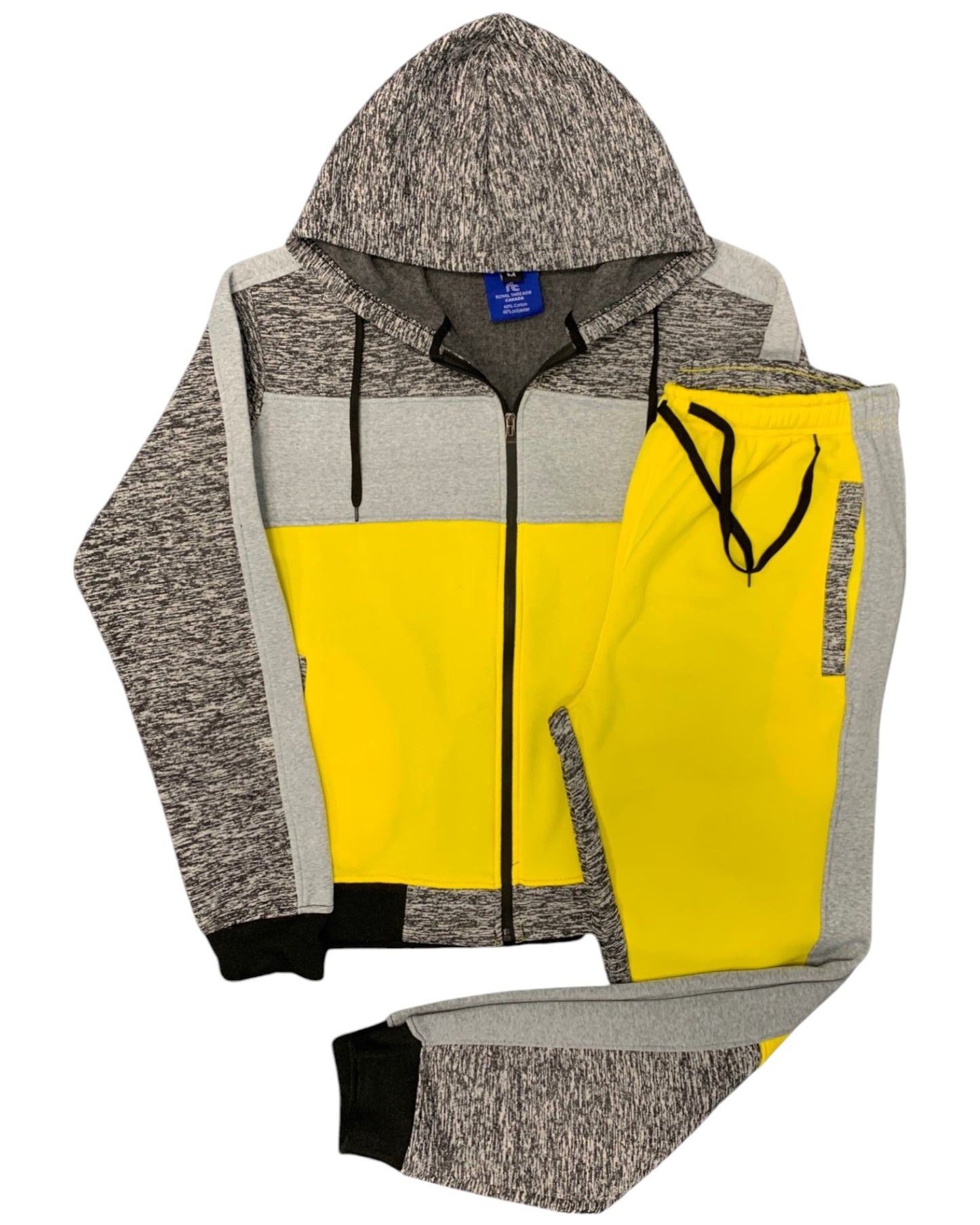 Mens' Jogger Sweatsuit 2-Piece Color Block Sweat jacket Sweatpants Fleece suit