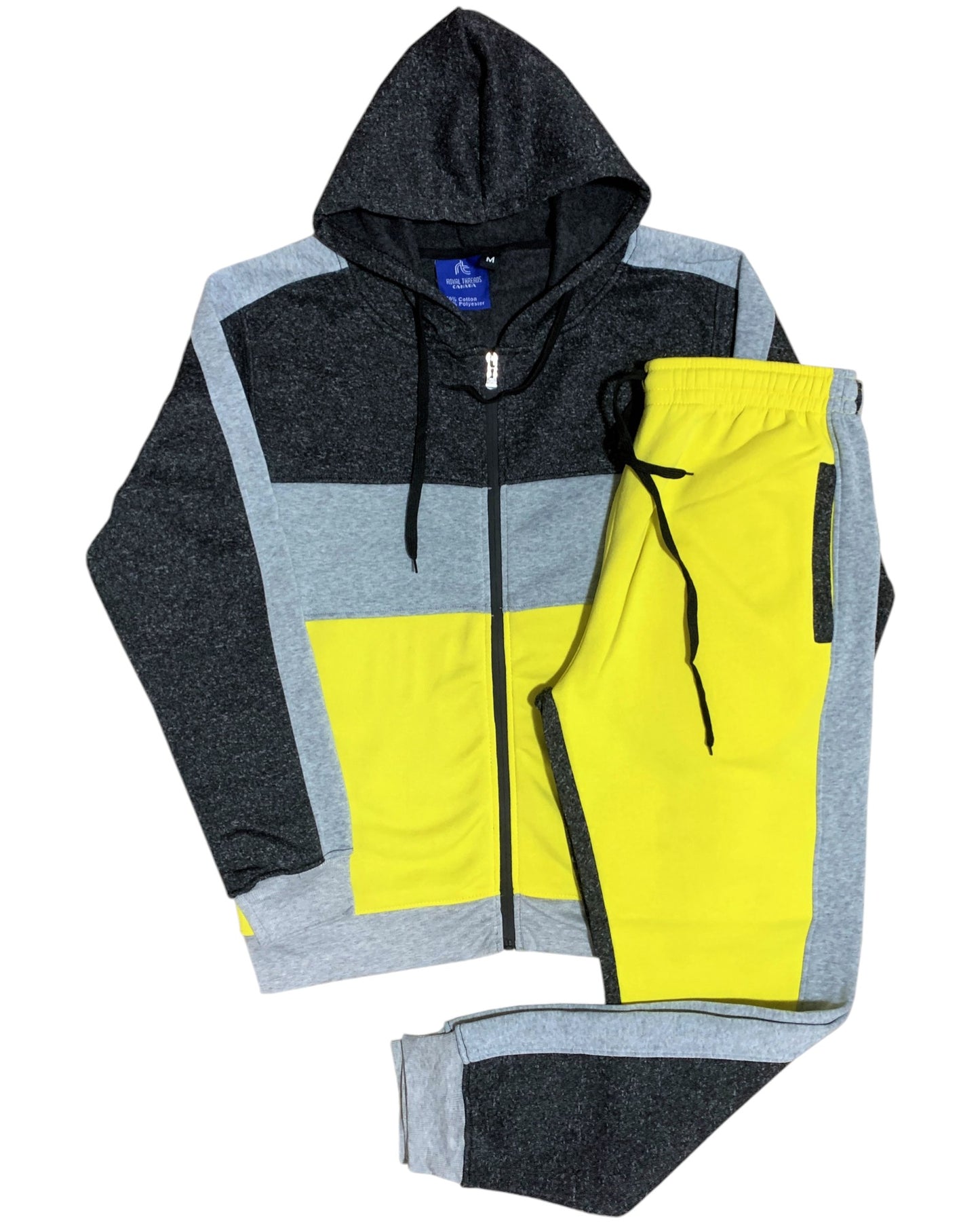 Mens' Jogger Sweatsuit 2-Piece Color Block Sweat jacket Sweatpants Fleece suit