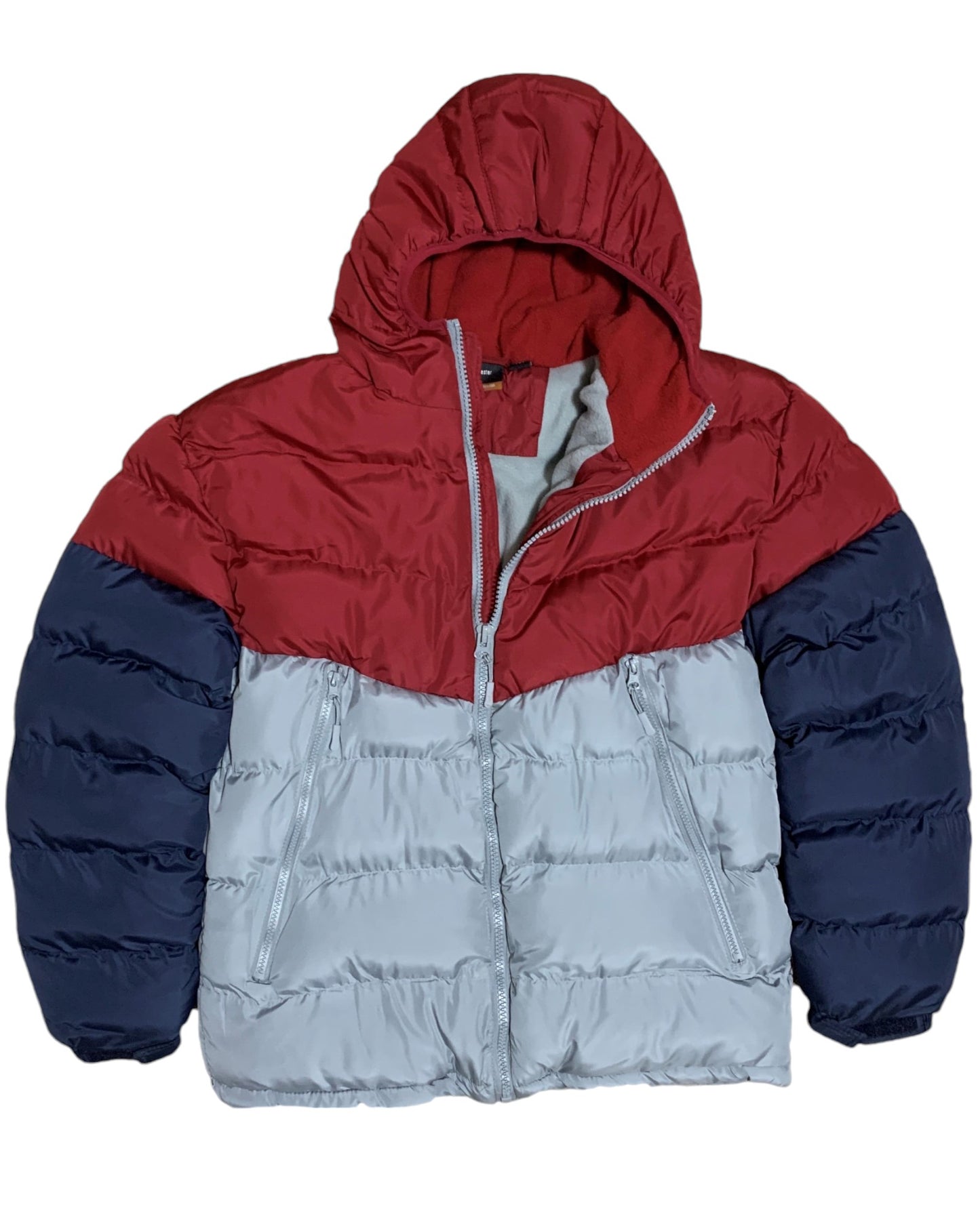 Men Heavy Winter Jacket Color-Block Fleece Insulated with Hood