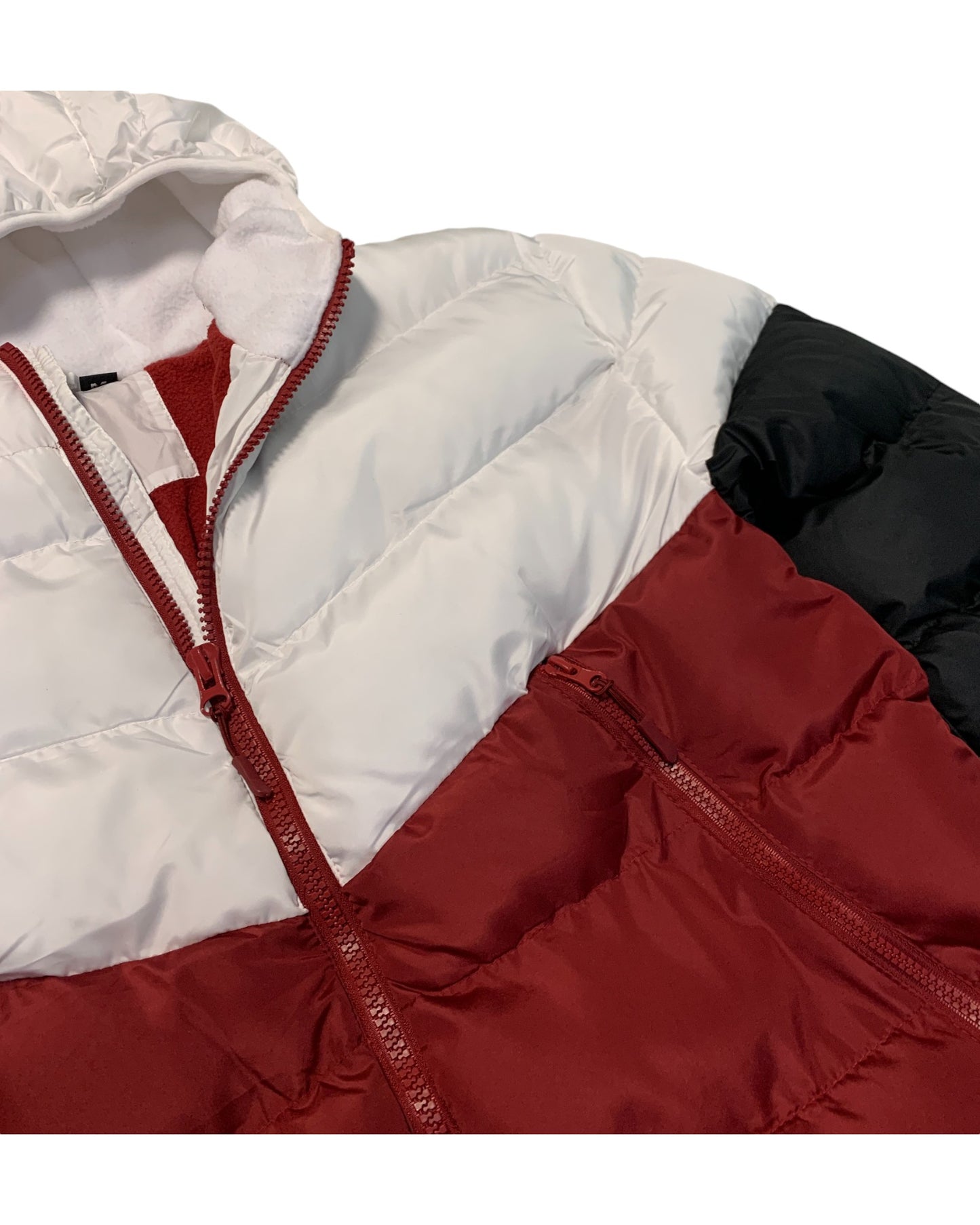 Men Heavy Winter Jacket Color-Block Fleece Insulated with Hood