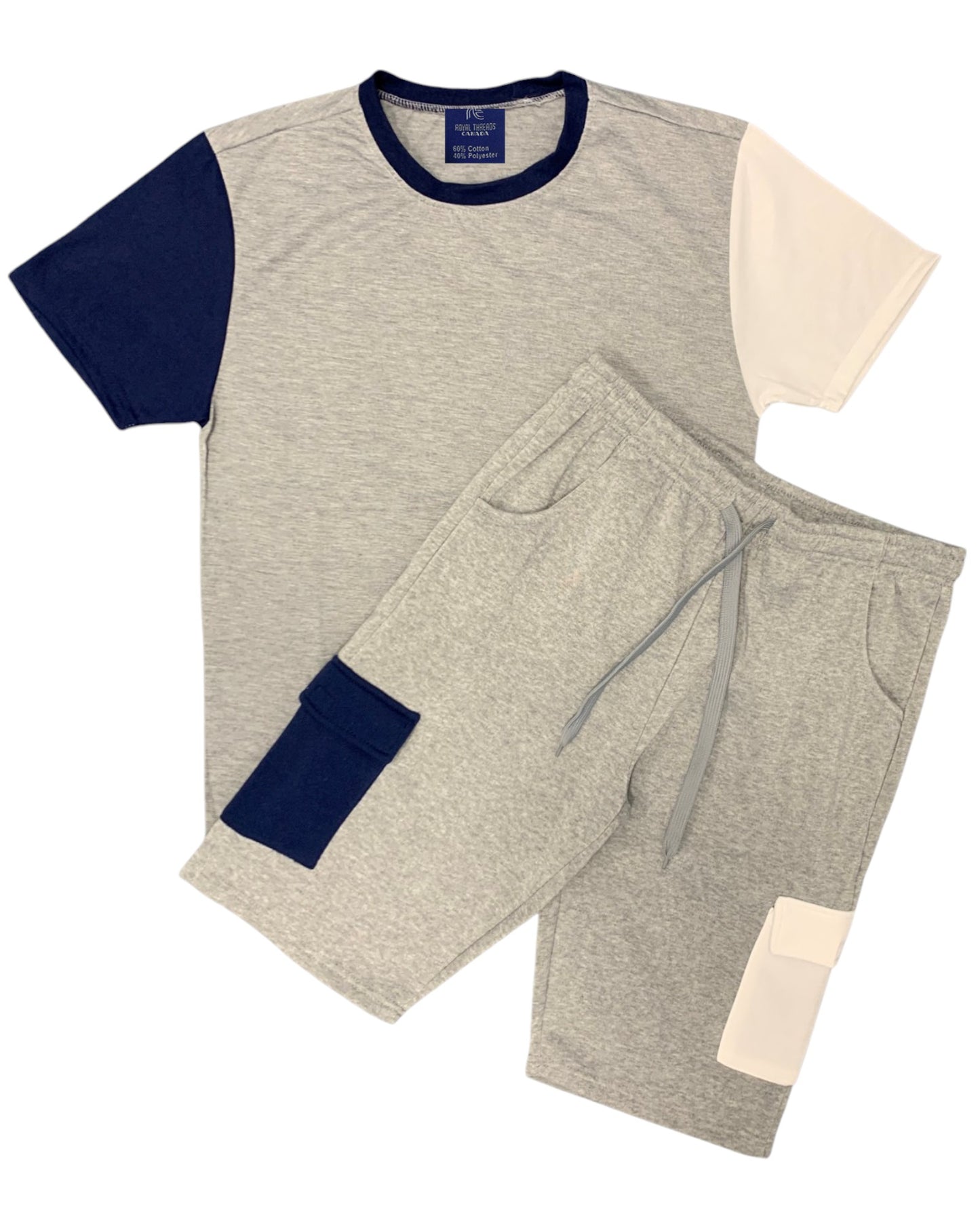 Men’s 2-piece Short Set Crew neck T-Shirt with Matching Cargo Shorts