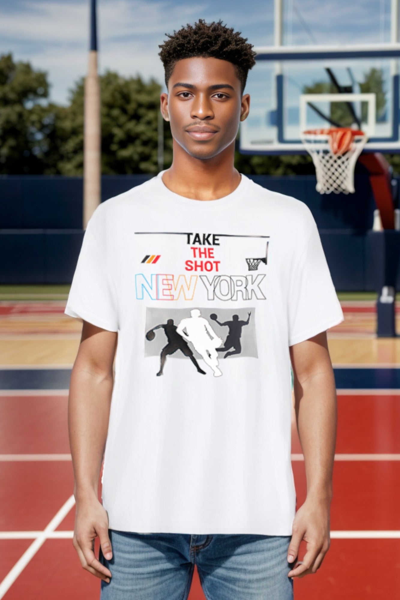 Men Basketball New York Design Printed Cotton Tshirt