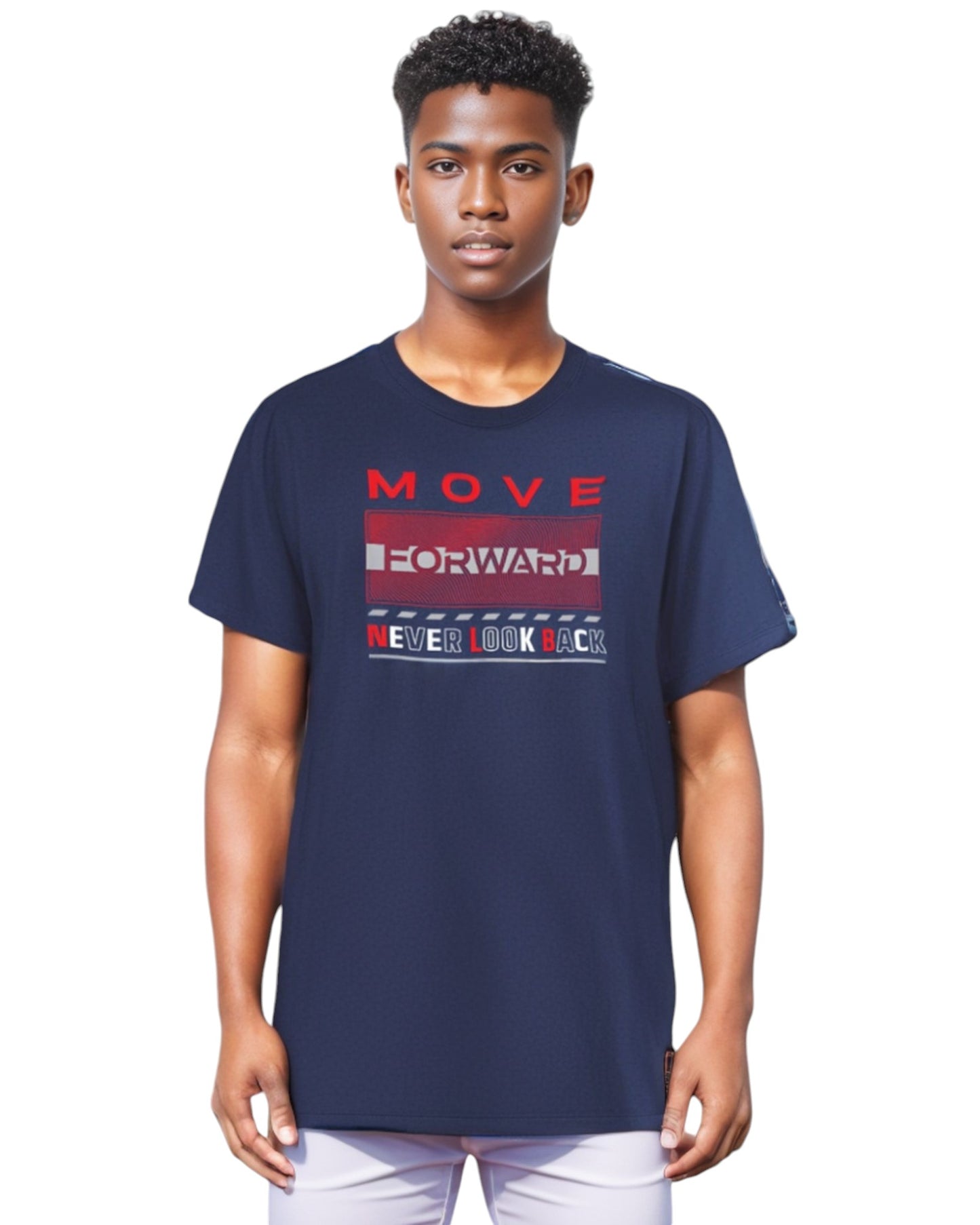 Move Forward Quote Printed Cotton Tshirt for Men