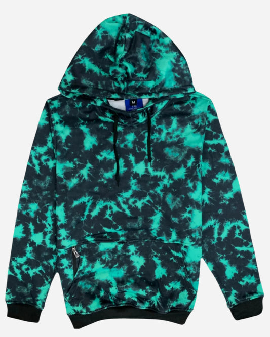 Men’s Printed Color Full Sleeves Spring Wear Green Print Pullover Hoodie