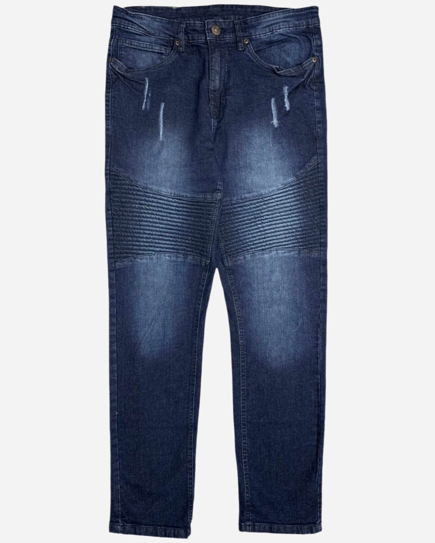 Men's Biker Denim Straight Fit Ripped Denim Jeans
