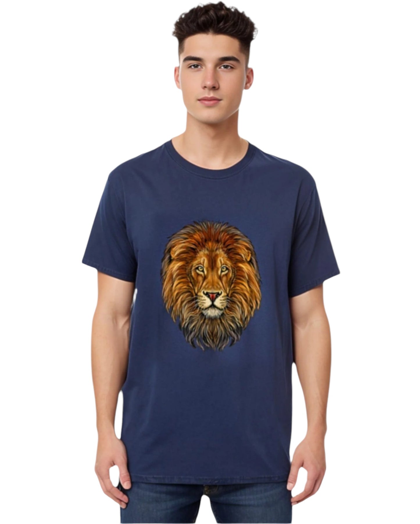 Lion Half Sleeve Crew Neck T-shirt for Men