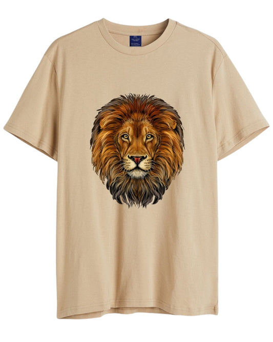 Lion Half Sleeve Crew Neck T-shirt for Men