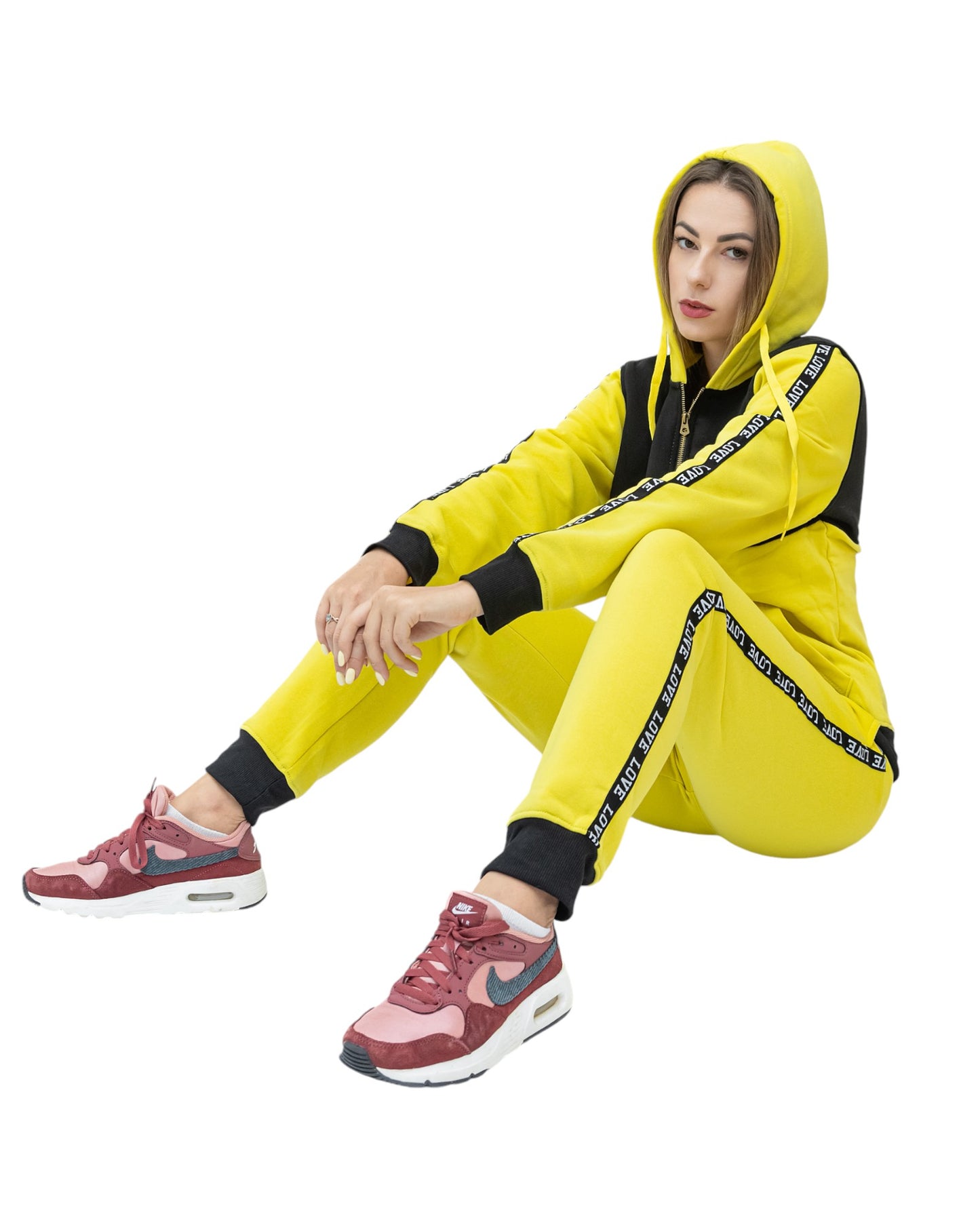 Women’s Lightweight Soft Fleece Jogger Style Sweat Jacket & Pants Activewear 2 piece Love Stripe Sweat Suit