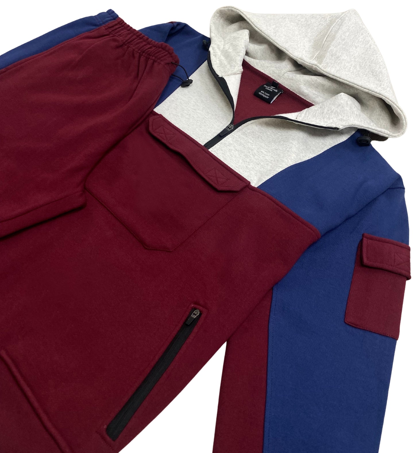 Men's 2-Piece Sweatsuit Quarter Zip Hoodie with Jogger sweatpants Heavy Fleece Material Fleece Outfit