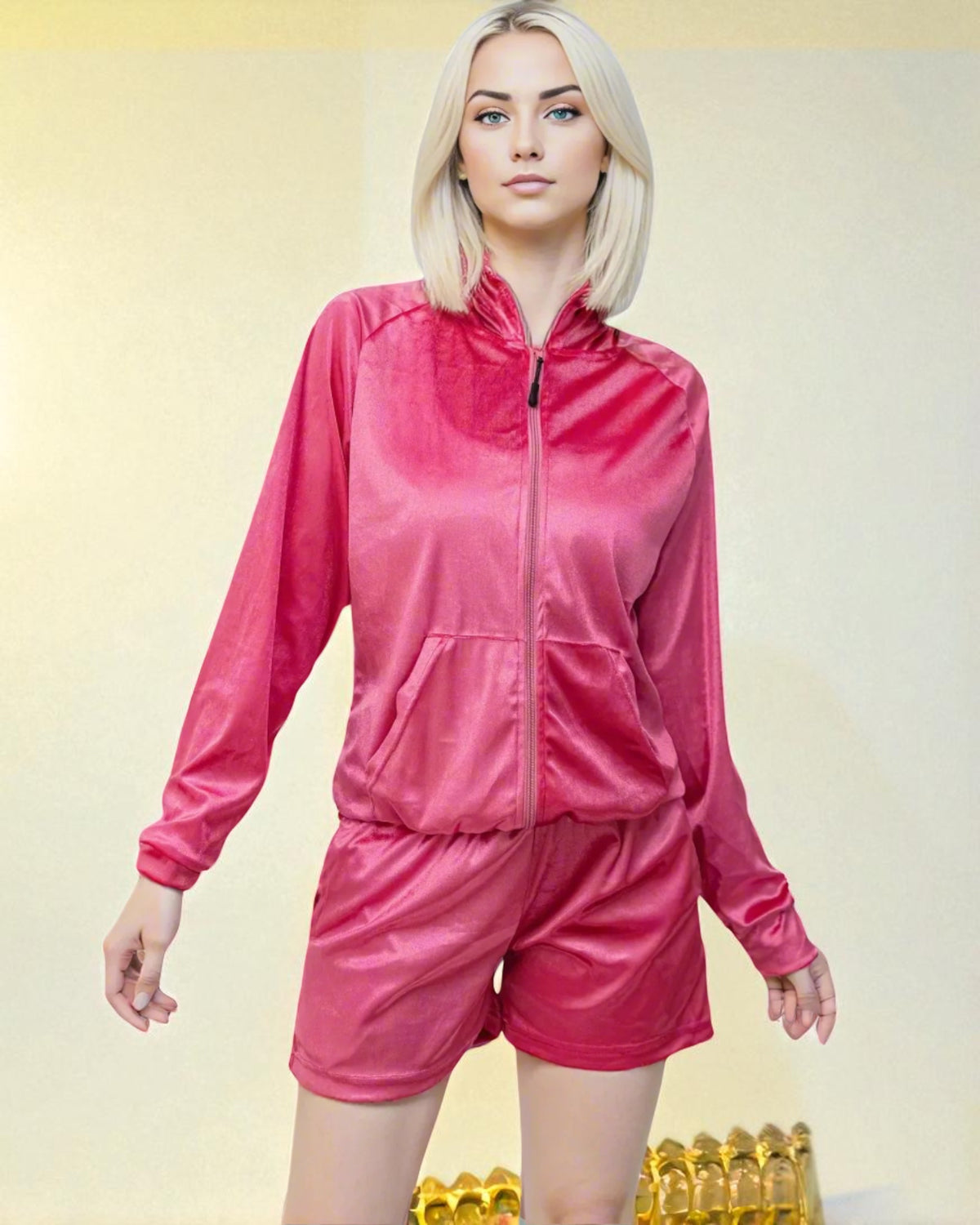 Women's Velvet hoodie and Shorts Set – alternate view 3