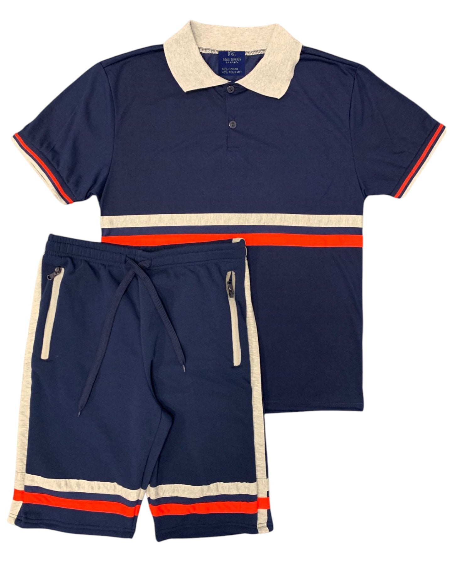 Men’s 2-Piece Short Set with 2 bottom down Shirt and Soft Fleece Summer Shorts Matching Outfit