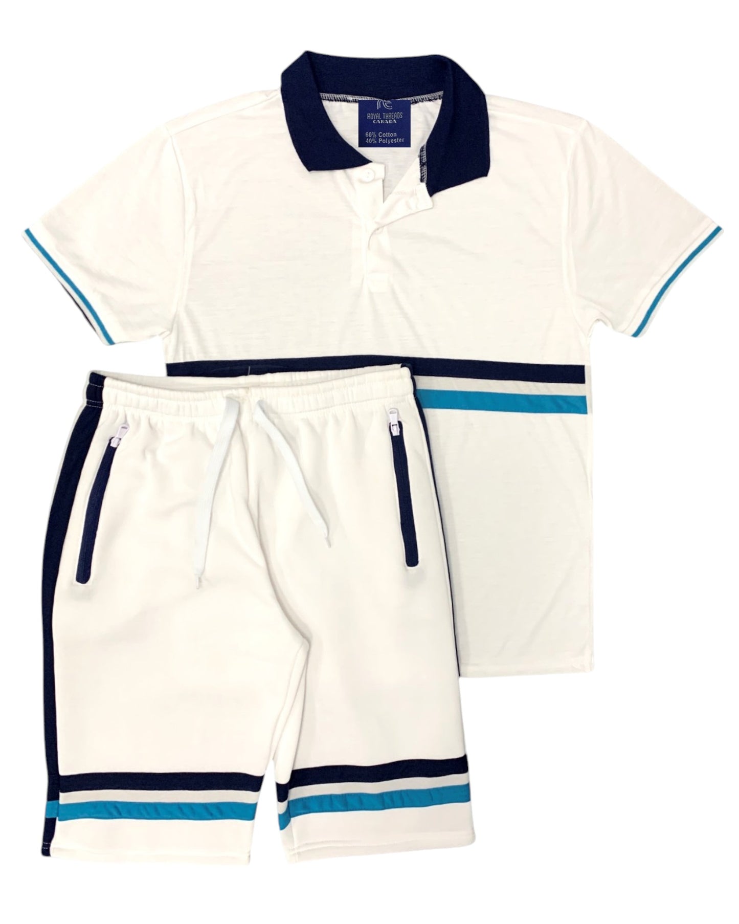 Men’s 2-Piece Short Set with 2 bottom down Shirt and Soft Fleece Summer Shorts Matching Outfit