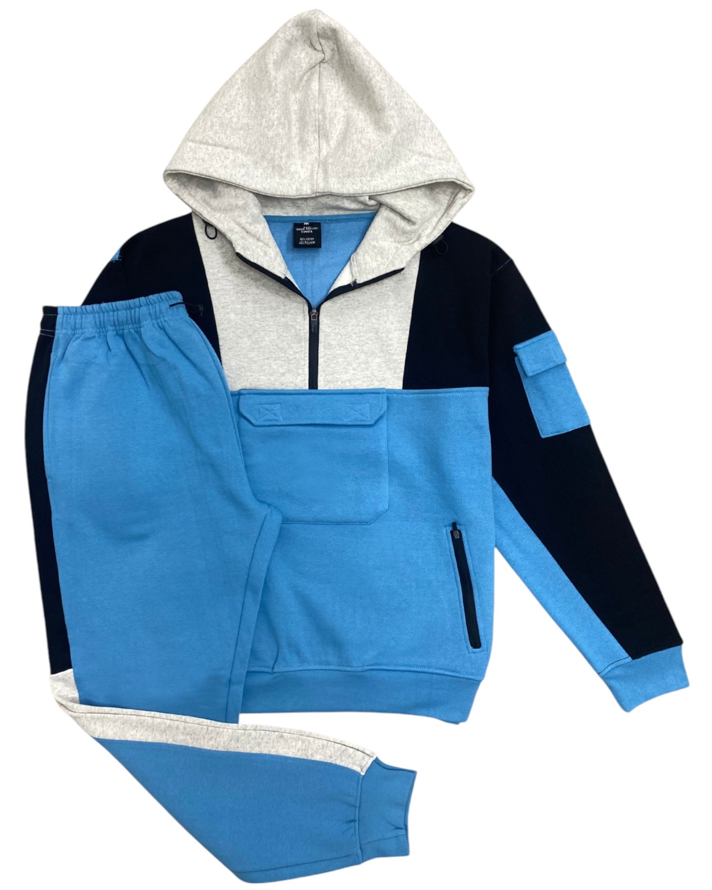 Men's 2-Piece Sweatsuit Quarter Zip Hoodie With Jogger sweatpants Heavy Fleece Outfit