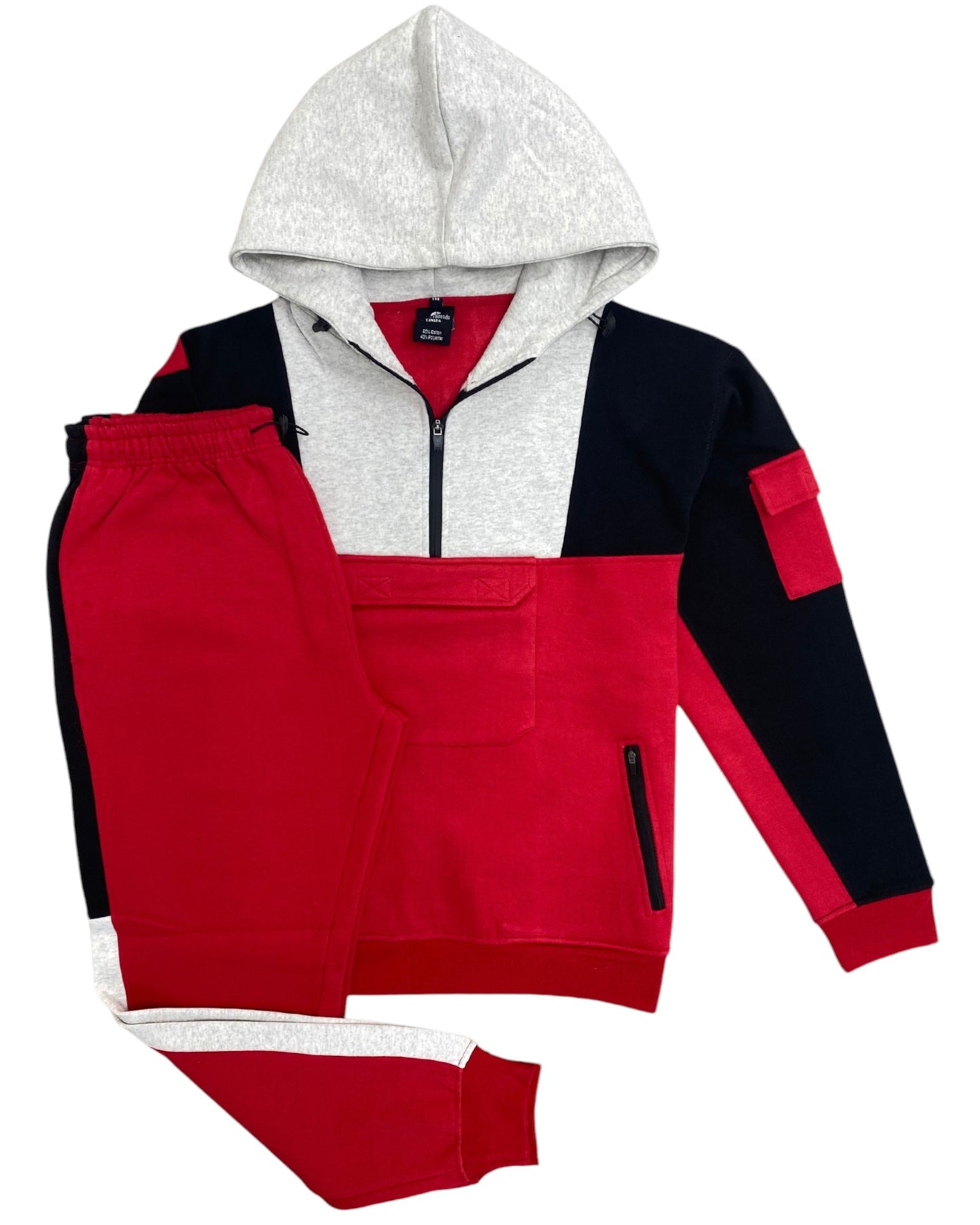 Men's 2-Piece Sweatsuit Quarter Zip Hoodie With Jogger sweatpants Heavy Fleece Outfit