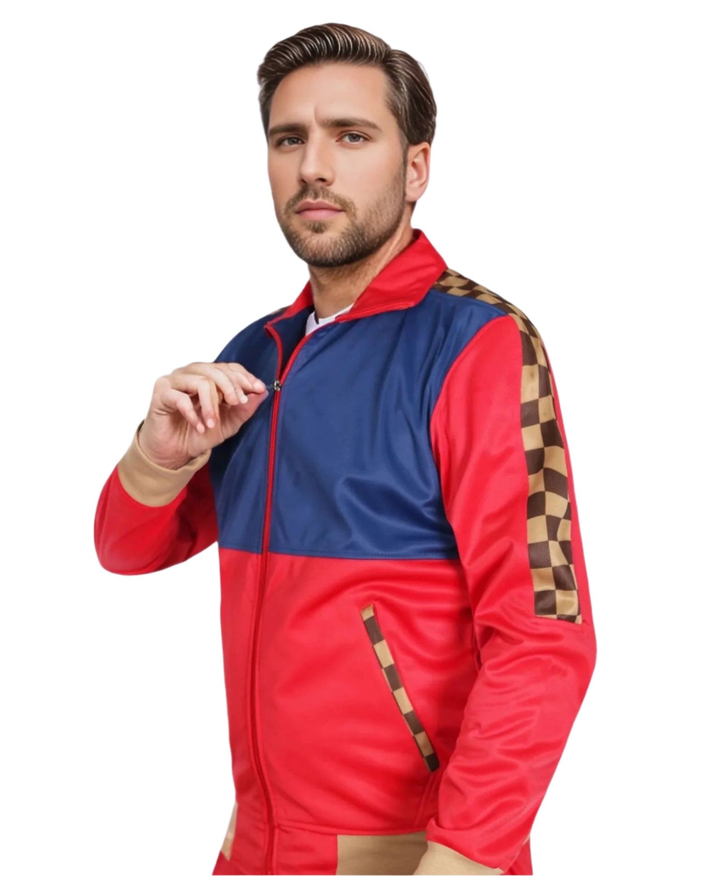 Men’s 2 piece Checker box Jogger style Jogging Suit Track Jacket & Track pants Matching Suit