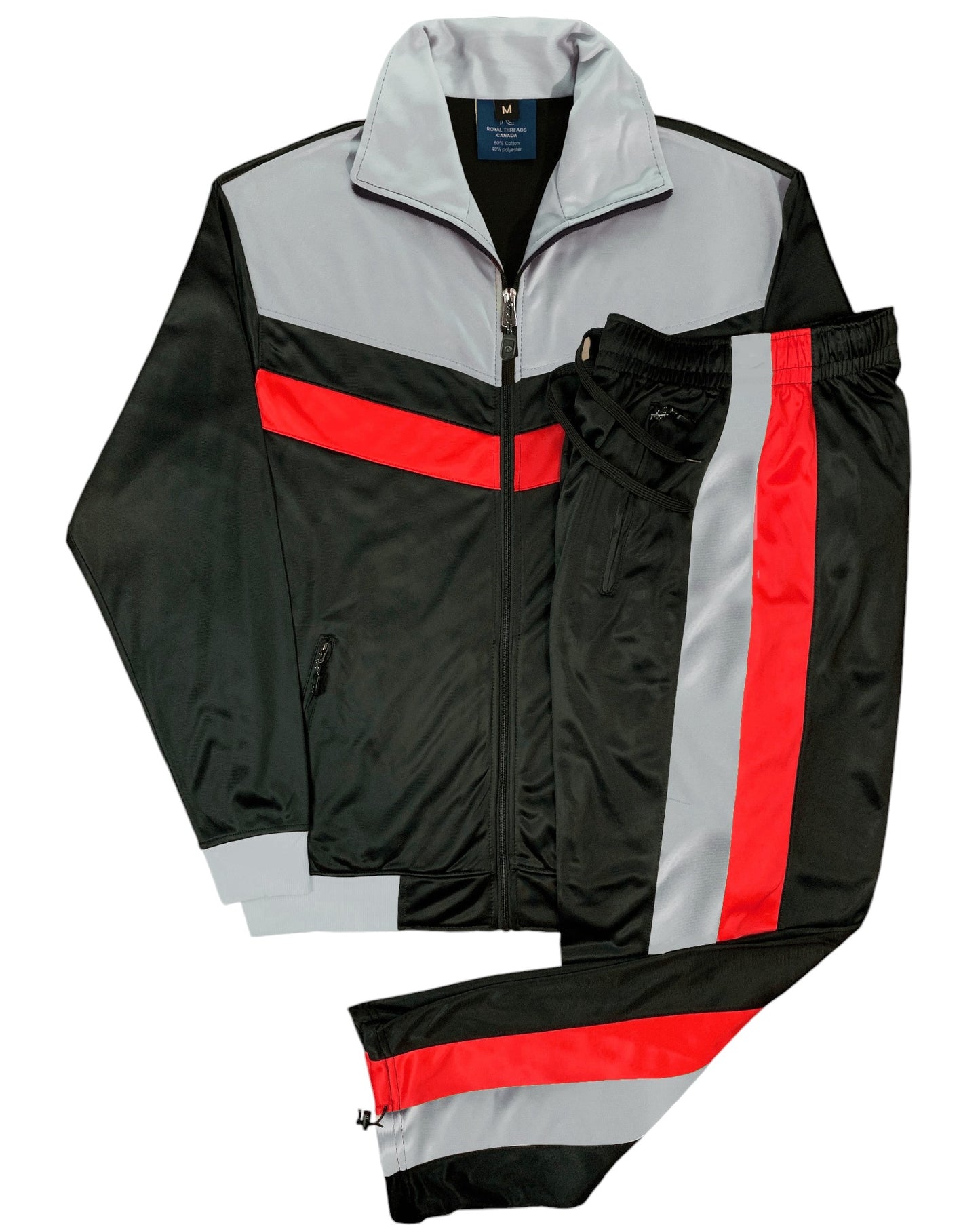 Men's Tracksuit Warm-Up 2-piece Retro Style Track Jacket & Pants Matching Set