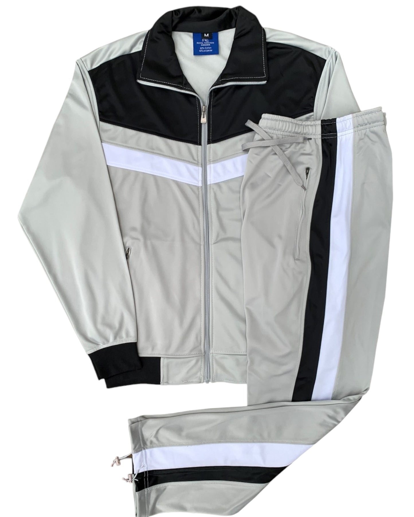 Men's Tracksuit Warm-Up 2-piece Retro Style Track Jacket & Pants Matching Set