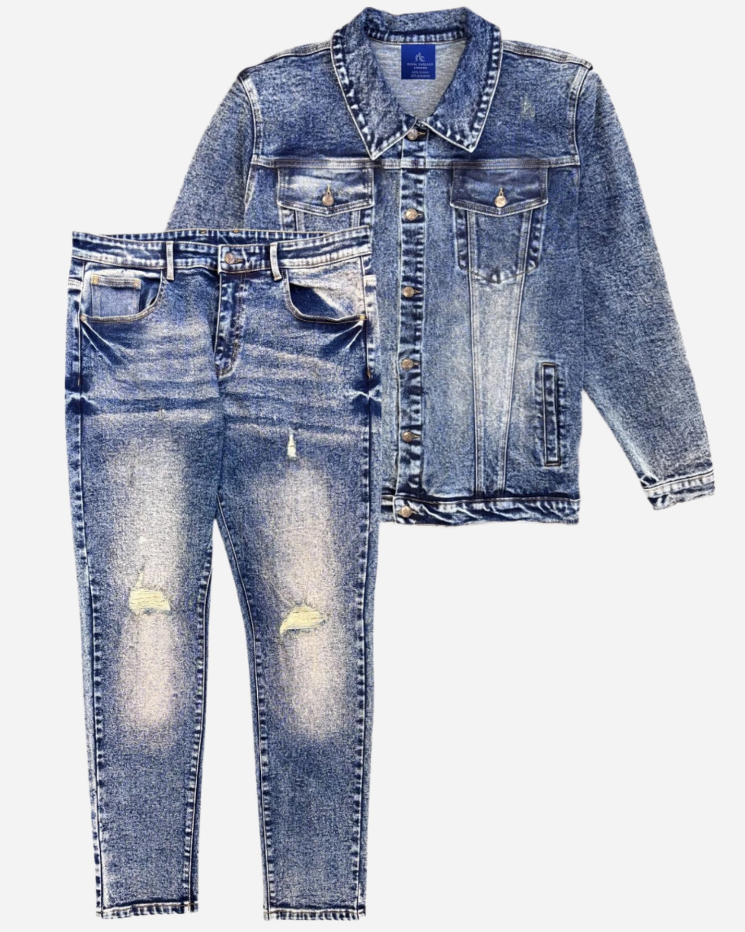 Men’s Acid wash Jean Suit Classic Slim Fit