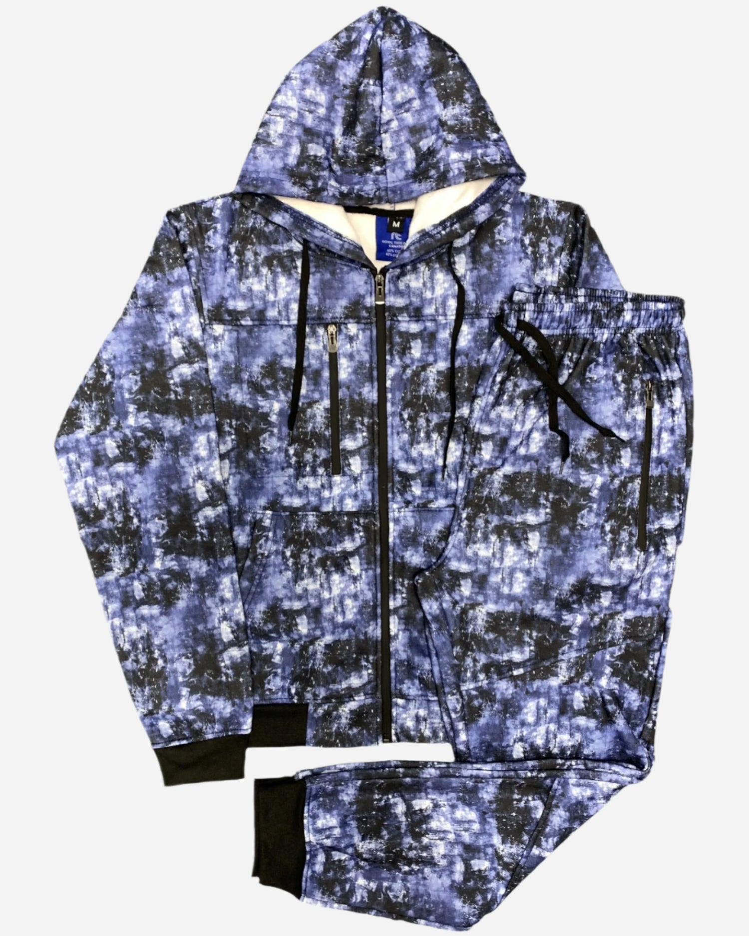 Men’s Print Design Fleece Suit Sweat Jacket & Sweatpants Jogging Set