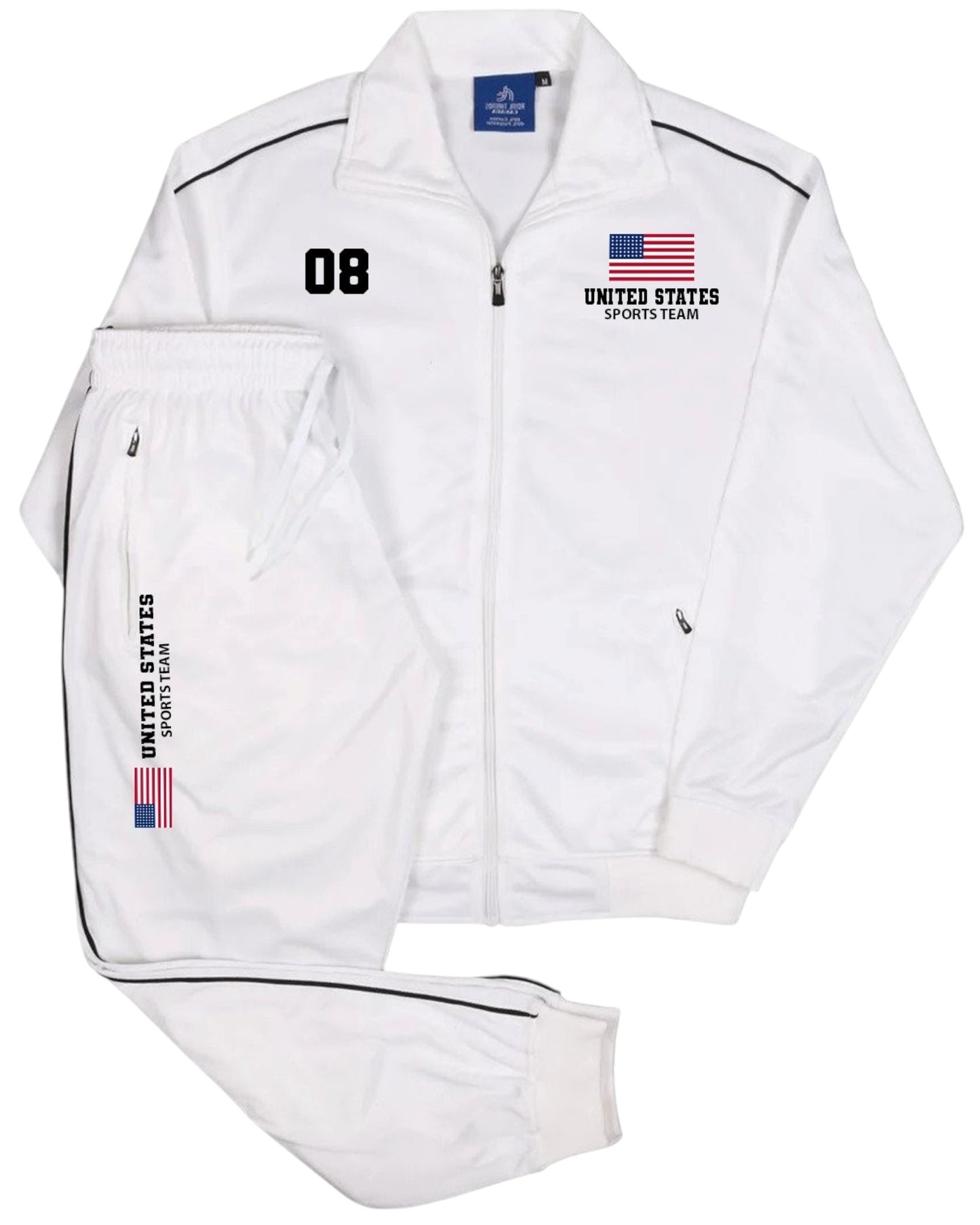 Men's Tracksuit US Sports Theme Track Jacket & Matching Jogging Pants