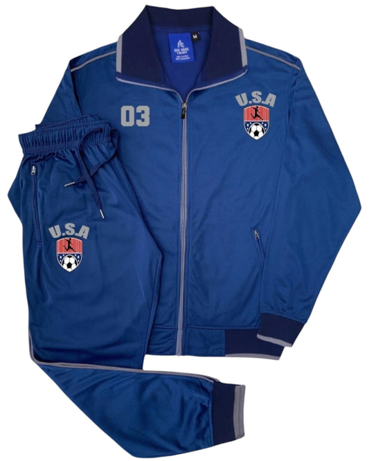 Mens' Soccer Tracksuit U.S.A Theme Jogging Suit