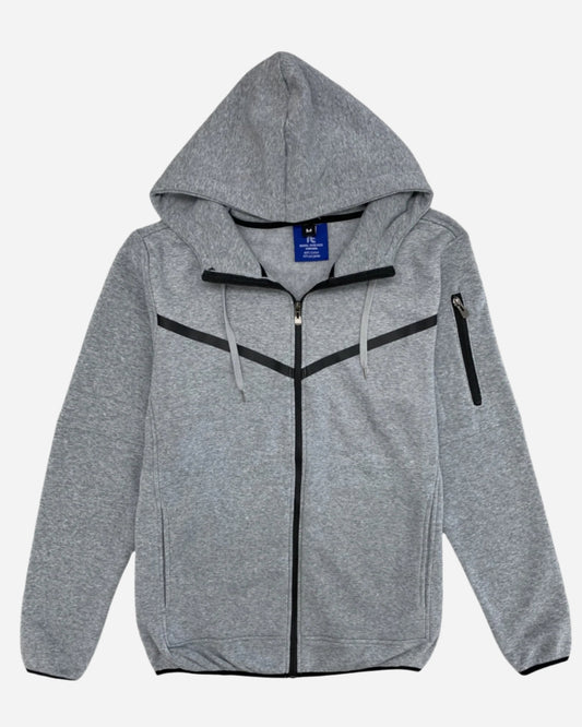 Men’s Solid Tech Fleece Spring Grey Hoodie