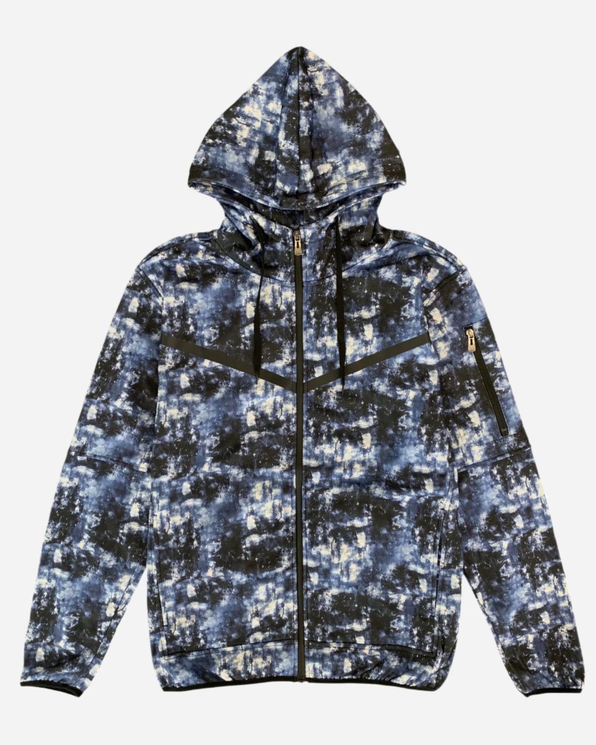 Space print men’s tech fleece zip-up hoodie