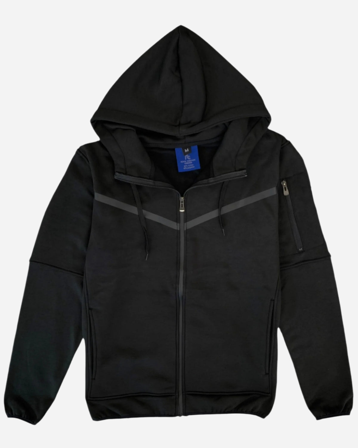 Black men’s solid tech fleece zip-up hoodie