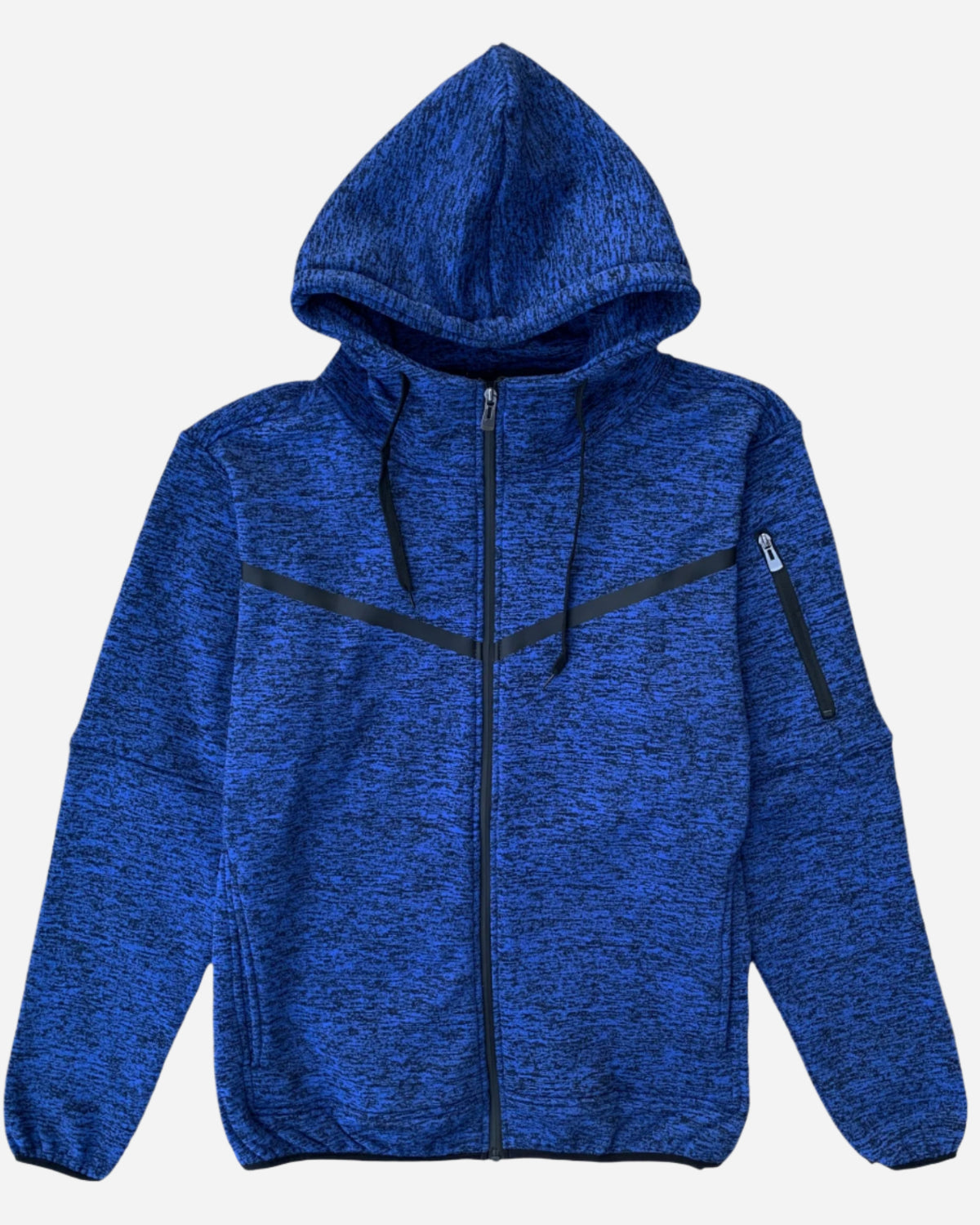 Men’s solid tech fleece zip-up hoodie front view