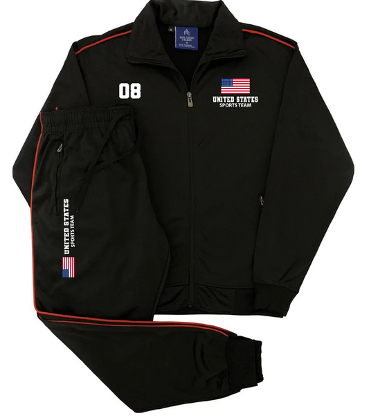 Men Tracksuit USA Sports Team Flag Print Top and Bottom Outfit