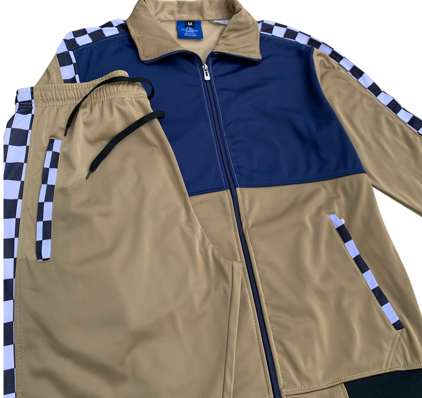 Men’s Checker box Jogger Tracksuit 2-piece Jogging Suit Track Jacket & Track pants Matching Suit