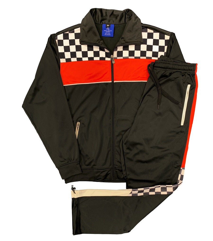 Men’s Tracksuit Checker Boxed Track jacket & Track pants Full Suit Matching Jogging Set