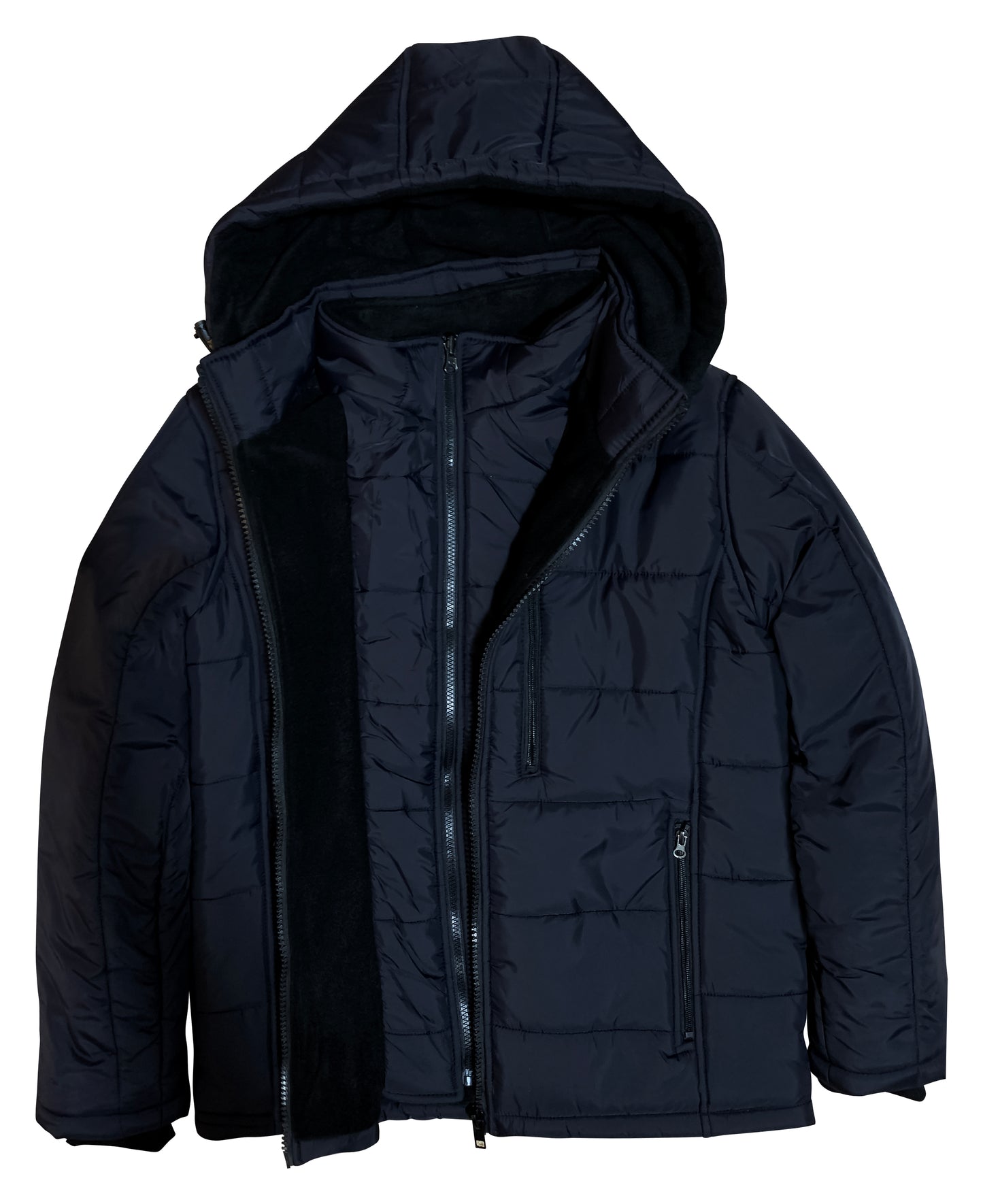 Men's Heavy Padded Full Fleece Insulated Negative Degree Winter Coat Jacket (Removable Storm Hood)