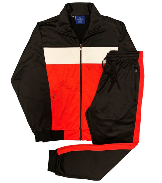 Men’s 2-Piece Tracksuit Traditional Coral Blocks Active Track Jacket and Track pants Outfit